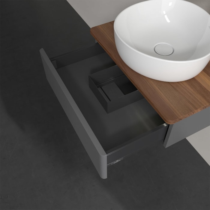 Villeroy & Boch Antao Waschbeckenunterschrank, 60 x 19 cm, 1 Auszug mit LED-Licht, Front mit Struktur, mit Hahnloch