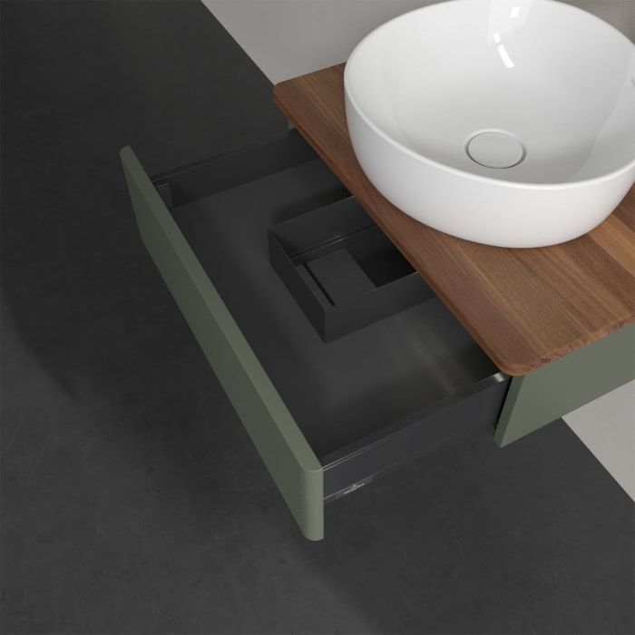 Villeroy & Boch Antao Waschbeckenunterschrank, 60 x 19 cm, 1 Auszug mit LED-Licht, Front mit Struktur, mit Hahnloch