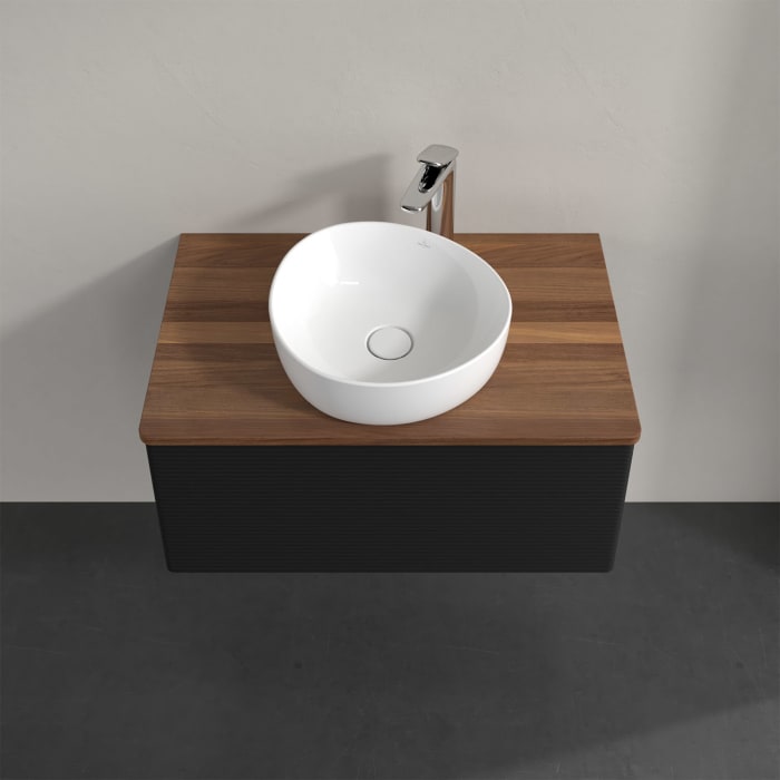 Villeroy & Boch Antao Waschbeckenunterschrank, 80 x 36 cm, 1 Auszug, Front mit Struktur, mit Hahnloch