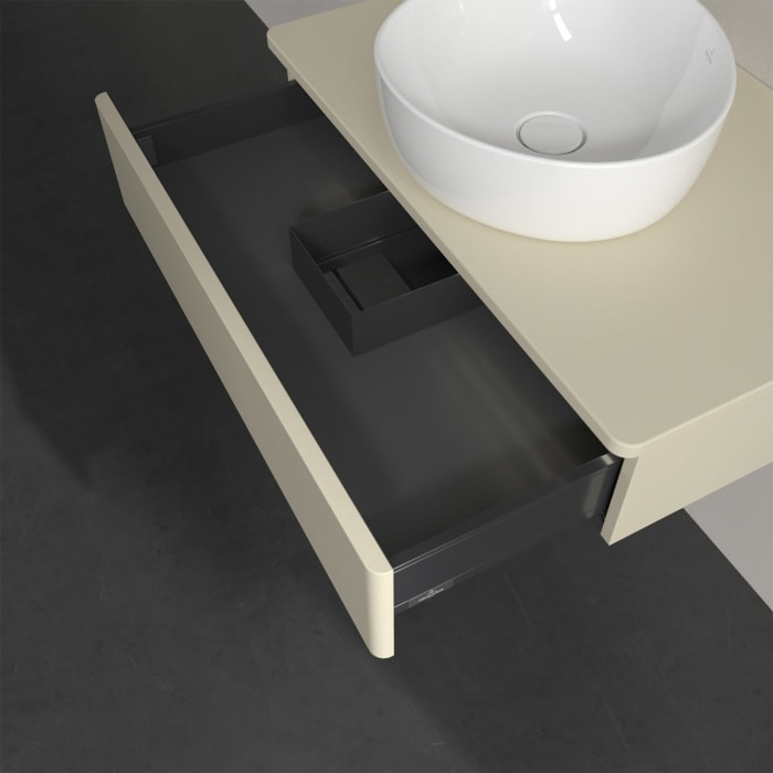 Villeroy & Boch Antao Waschbeckenunterschrank, 80 x 19 cm, 1 Auszug mit LED-Licht, Front ohne Struktur, ohne Hahnloch