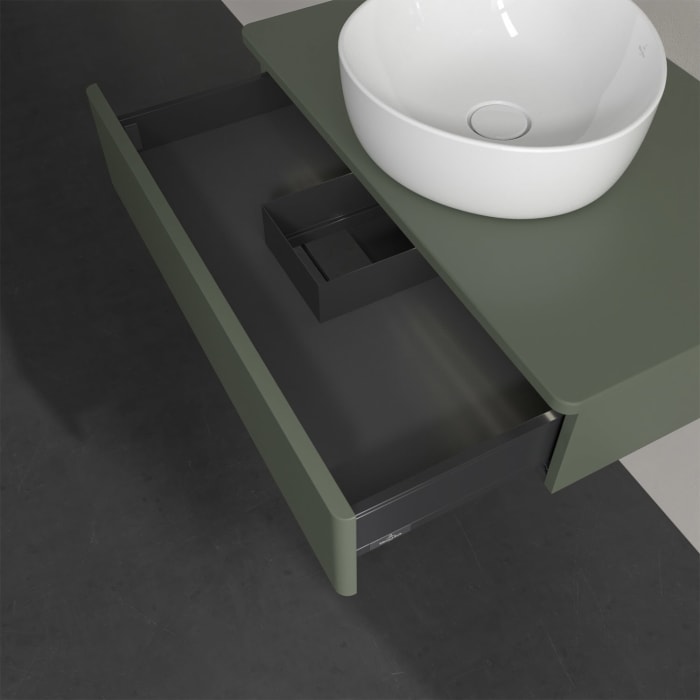 Villeroy & Boch Antao Waschbeckenunterschrank, 80 x 19 cm, 1 Auszug mit LED-Licht, Front ohne Struktur, ohne Hahnloch