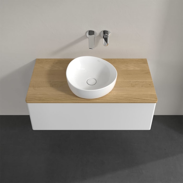 Villeroy & Boch Antao Waschbeckenunterschrank, 100 x 36 cm, 1 Auszug, Front ohne Struktur, ohne Hahnloch