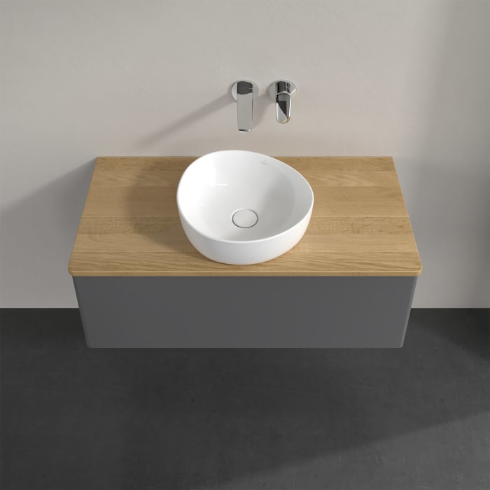 Villeroy & Boch Antao Waschbeckenunterschrank, 100 x 36 cm, 1 Auszug, Front ohne Struktur, ohne Hahnloch