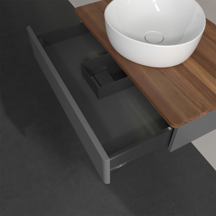 Villeroy & Boch Antao Waschbeckenunterschrank, 80 x 19 cm, 1 Auszug mit LED-Licht, Front ohne Struktur, ohne Hahnloch