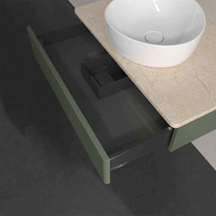 Villeroy & Boch Antao Waschbeckenunterschrank, 80 x 19 cm, 1 Auszug mit LED-Licht, Front ohne Struktur, ohne Hahnloch