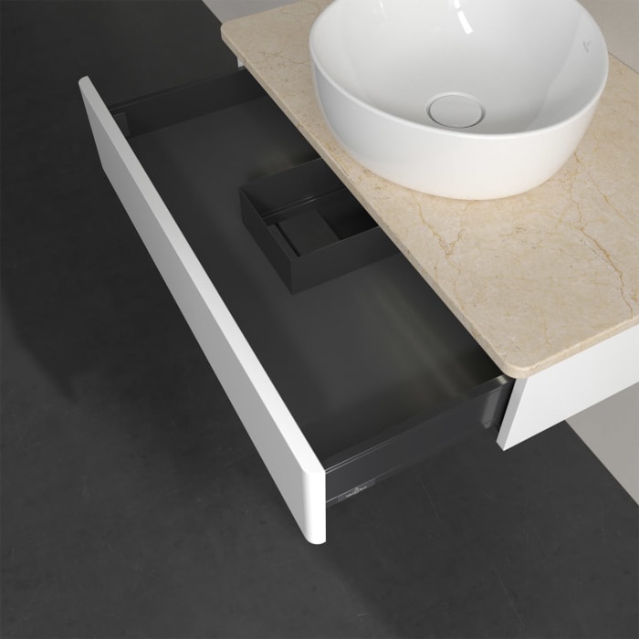 Villeroy & Boch Antao Waschbeckenunterschrank, 80 x 19 cm, 1 Auszug mit LED-Licht, Front ohne Struktur, ohne Hahnloch