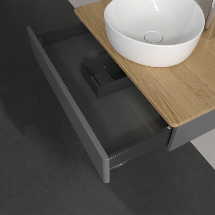 Villeroy & Boch Antao Waschbeckenunterschrank, 80 x 19 cm, 1 Auszug mit LED-Licht, Front ohne Struktur, mit Hahnloch