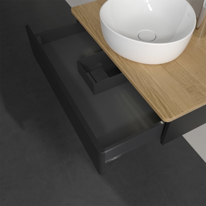 Villeroy & Boch Antao Waschbeckenunterschrank, 80 x 19 cm, 1 Auszug mit LED-Licht, Front ohne Struktur, mit Hahnloch