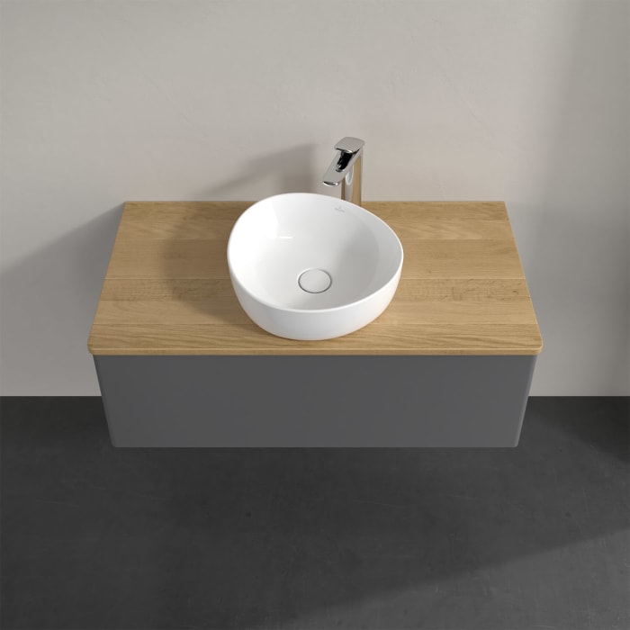 Villeroy & Boch Antao Waschbeckenunterschrank, 100 x 36 cm, 1 Auszug, Front ohne Struktur, mit Hahnloch