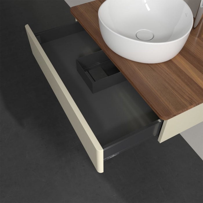 Villeroy & Boch Antao Waschbeckenunterschrank, 80 x 19 cm, 1 Auszug mit LED-Licht, Front ohne Struktur, mit Hahnloch