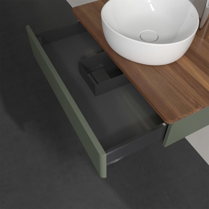 Villeroy & Boch Antao Waschbeckenunterschrank, 80 x 19 cm, 1 Auszug mit LED-Licht, Front ohne Struktur, mit Hahnloch