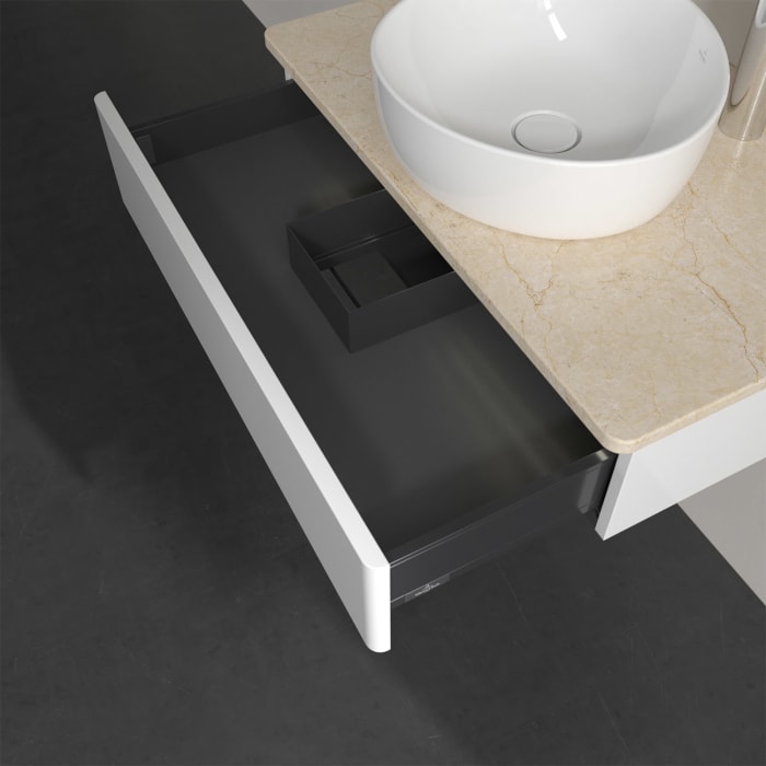 Villeroy & Boch Antao Waschbeckenunterschrank, 80 x 19 cm, 1 Auszug mit LED-Licht, Front ohne Struktur, mit Hahnloch