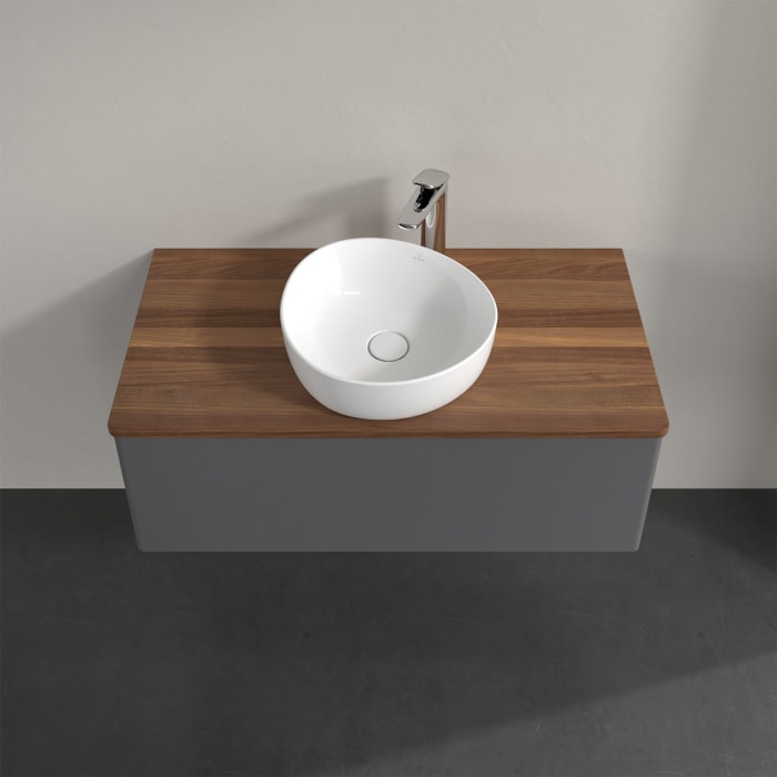 Villeroy & Boch Antao Waschbeckenunterschrank, 100 x 36 cm, 1 Auszug, Front ohne Struktur, mit Hahnloch