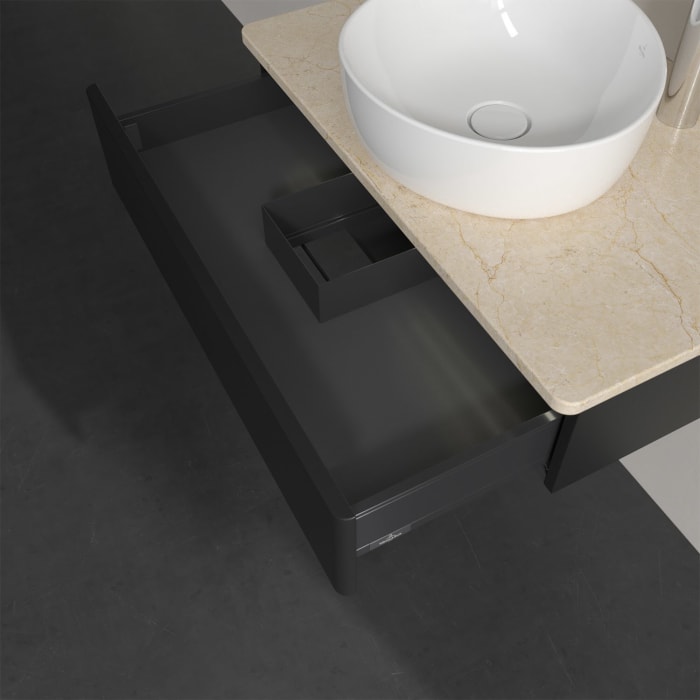 Villeroy & Boch Antao Waschbeckenunterschrank, 80 x 19 cm, 1 Auszug mit LED-Licht, Front ohne Struktur, mit Hahnloch