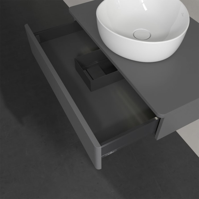 Villeroy & Boch Antao Waschbeckenunterschrank, 80 x 19 cm, 1 Auszug mit LED-Licht, Front mit Struktur, ohne Hahnloch