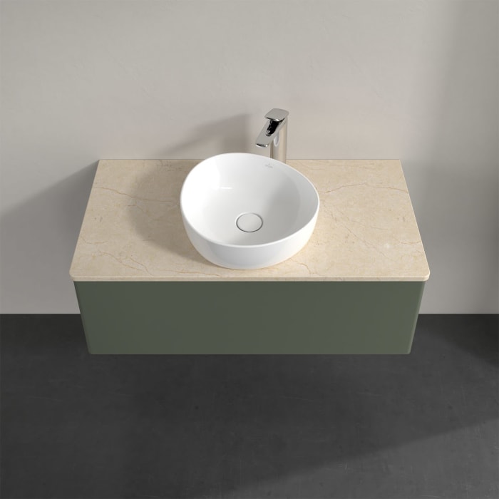 Villeroy & Boch Antao Waschbeckenunterschrank, 100 x 36 cm, 1 Auszug, Front ohne Struktur, mit Hahnloch