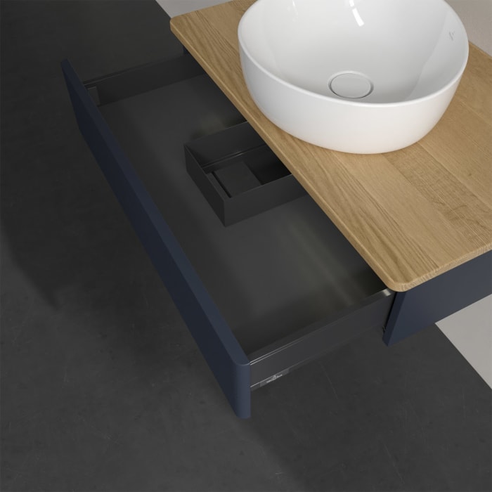 Villeroy & Boch Antao Waschbeckenunterschrank, 80 x 19 cm, 1 Auszug mit LED-Licht, Front mit Struktur, ohne Hahnloch