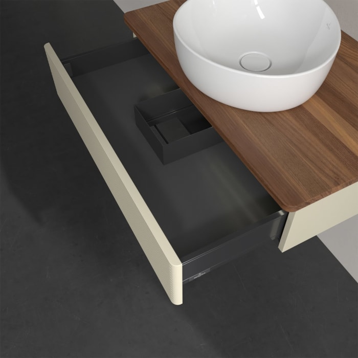 Villeroy & Boch Antao Waschbeckenunterschrank, 80 x 19 cm, 1 Auszug mit LED-Licht, Front mit Struktur, ohne Hahnloch