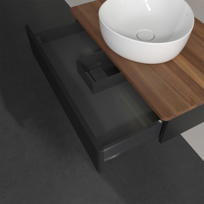 Villeroy & Boch Antao Waschbeckenunterschrank, 80 x 19 cm, 1 Auszug mit LED-Licht, Front mit Struktur, ohne Hahnloch