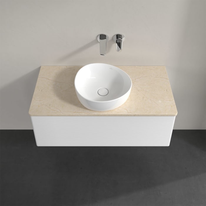 Villeroy & Boch Antao Waschbeckenunterschrank, 100 x 36 cm, 1 Auszug, Front mit Struktur, ohne Hahnloch