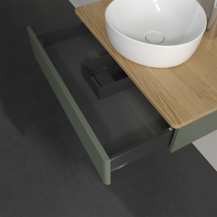 Villeroy & Boch Antao Waschbeckenunterschrank, 80 x 19 cm, 1 Auszug mit LED-Licht, Front mit Struktur, mit Hahnloch