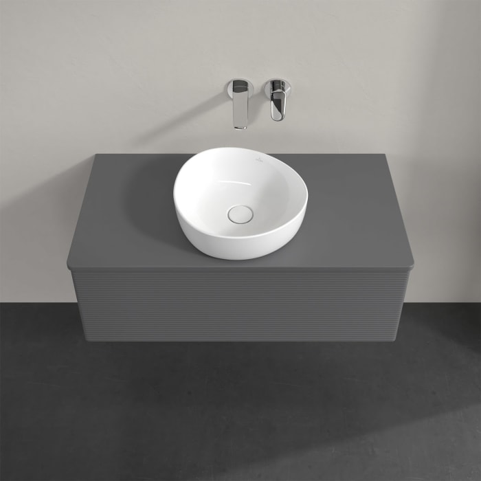 Villeroy & Boch Antao Waschbeckenunterschrank, 100 x 36 cm, 1 Auszug, Front mit Struktur, mit Hahnloch