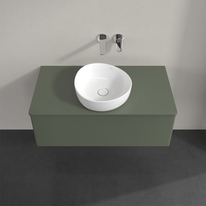 Villeroy & Boch Antao Waschbeckenunterschrank, 100 x 36 cm, 1 Auszug, Front mit Struktur, mit Hahnloch