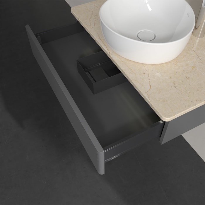 Villeroy & Boch Antao Waschbeckenunterschrank, 80 x 19 cm, 1 Auszug mit LED-Licht, Front mit Struktur, mit Hahnloch