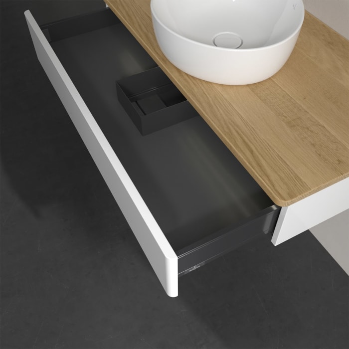 Villeroy & Boch Antao Waschbeckenunterschrank, 100 x 19 cm, 1 Auszug mit LED-Licht, Front ohne Struktur, ohne Hahnloch