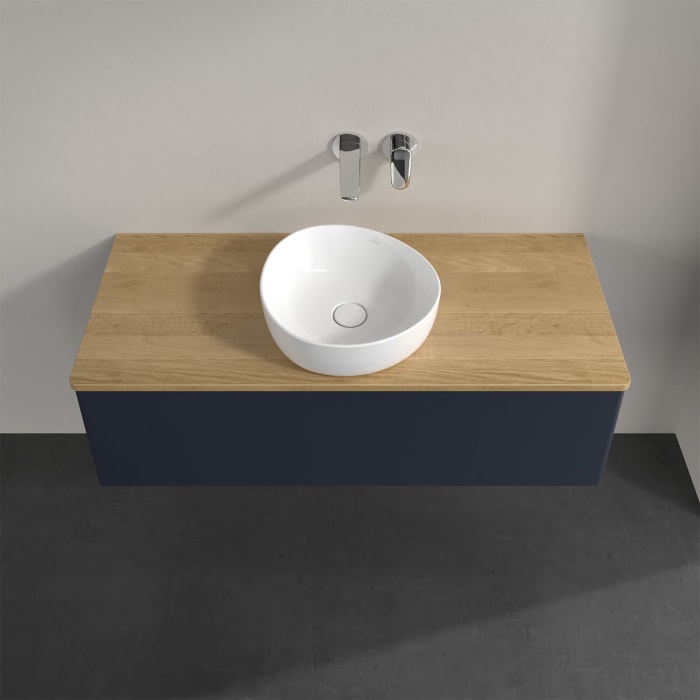 Villeroy & Boch Antao Waschbeckenunterschrank, 120 x 36 cm, 1 Auszug, Front ohne Struktur, ohne Hahnloch, für Waschtisch mittig