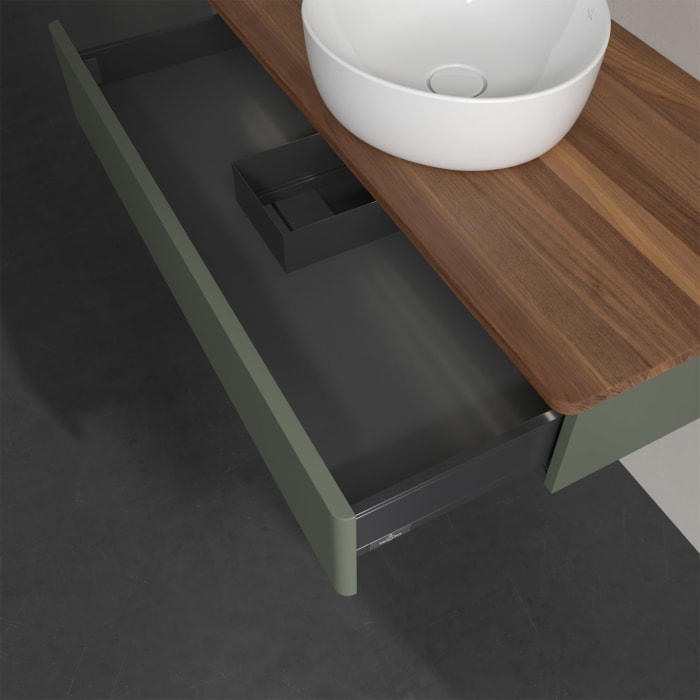 Villeroy & Boch Antao Waschbeckenunterschrank, 100 x 19 cm, 1 Auszug mit LED-Licht, Front ohne Struktur, ohne Hahnloch