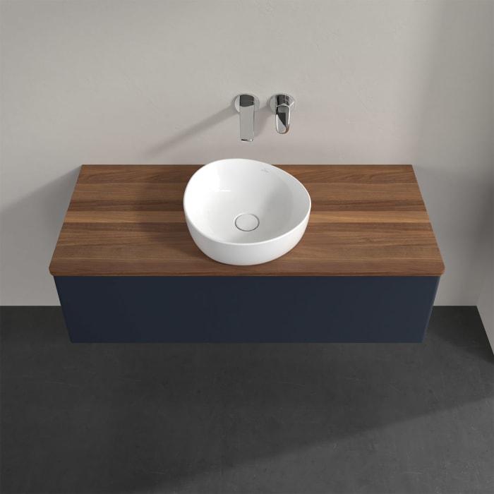 Villeroy & Boch Antao Waschbeckenunterschrank, 120 x 36 cm, 1 Auszug, Front ohne Struktur, ohne Hahnloch, für Waschtisch mittig