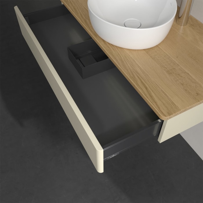 Villeroy & Boch Antao Waschbeckenunterschrank, 100 x 19 cm, 1 Auszug mit LED-Licht, Front ohne Struktur, mit Hahnloch