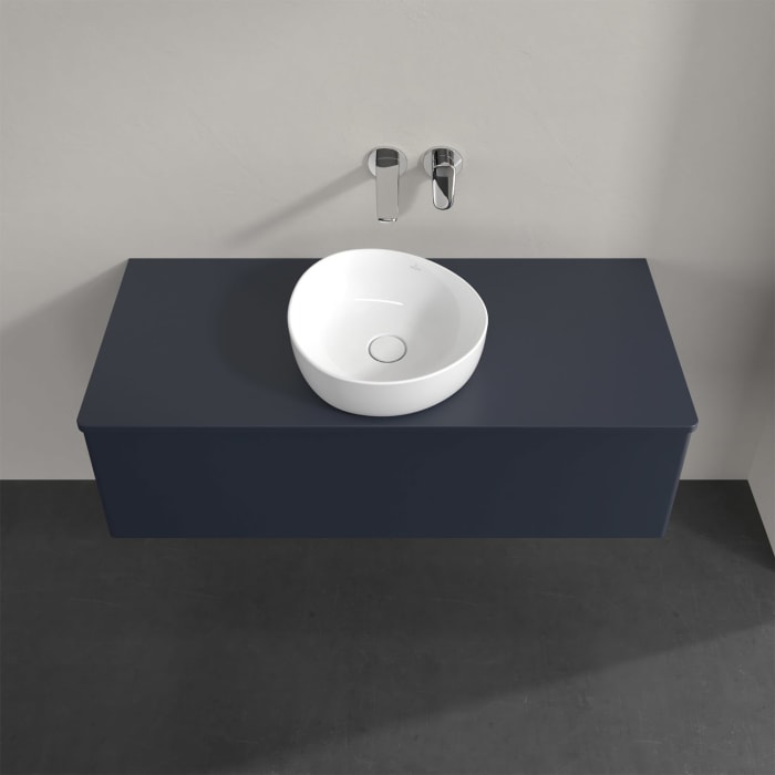 Villeroy & Boch Antao Waschbeckenunterschrank, 120 x 36 cm, 1 Auszug, Front ohne Struktur, mit Hahnloch, für Waschtisch mittig