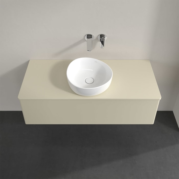 Villeroy & Boch Antao Waschbeckenunterschrank, 120 x 36 cm, 1 Auszug, Front ohne Struktur, mit Hahnloch, für Waschtisch mittig