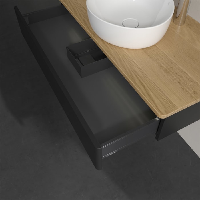 Villeroy & Boch Antao Waschbeckenunterschrank, 100 x 19 cm, 1 Auszug mit LED-Licht, Front ohne Struktur, mit Hahnloch