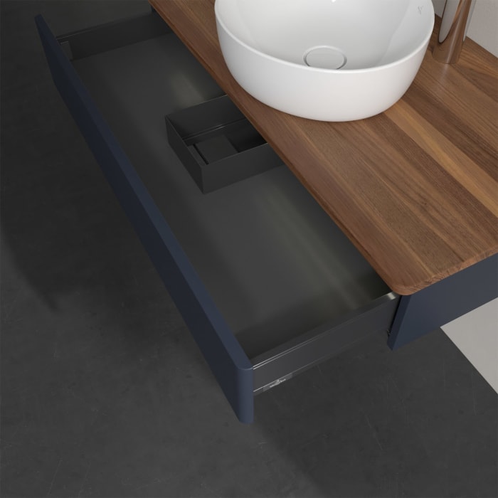 Villeroy & Boch Antao Waschbeckenunterschrank, 100 x 19 cm, 1 Auszug mit LED-Licht, Front ohne Struktur, mit Hahnloch