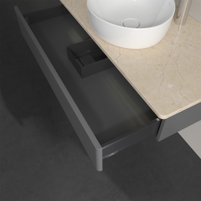 Villeroy & Boch Antao Waschbeckenunterschrank, 100 x 19 cm, 1 Auszug mit LED-Licht, Front ohne Struktur, mit Hahnloch