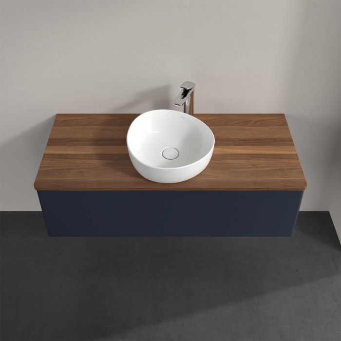 Villeroy & Boch Antao Waschbeckenunterschrank, 120 x 36 cm, 1 Auszug, Front ohne Struktur, mit Hahnloch, für Waschtisch mittig