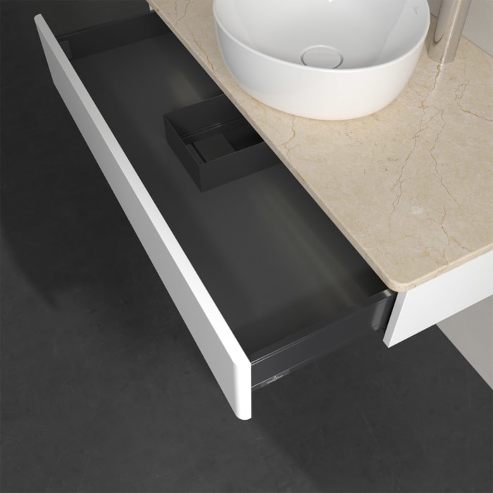 Villeroy & Boch Antao Waschbeckenunterschrank, 100 x 19 cm, 1 Auszug mit LED-Licht, Front ohne Struktur, mit Hahnloch