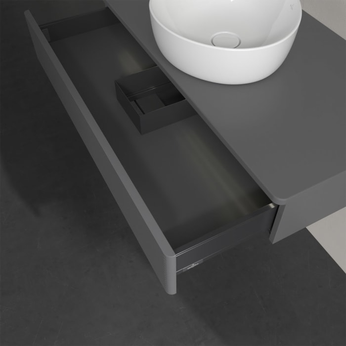 Villeroy & Boch Antao Waschbeckenunterschrank, 100 x 19 cm, 1 Auszug mit LED-Licht, Front mit Struktur, ohne Hahnloch