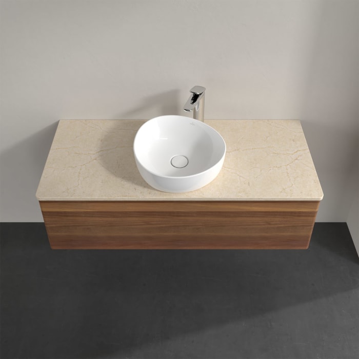 Villeroy & Boch Antao Waschbeckenunterschrank, 120 x 36 cm, 1 Auszug, Front ohne Struktur, mit Hahnloch, für Waschtisch mittig