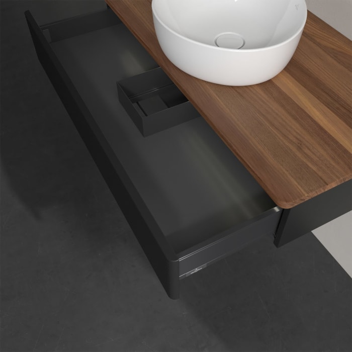 Villeroy & Boch Antao Waschbeckenunterschrank, 100 x 19 cm, 1 Auszug mit LED-Licht, Front mit Struktur, ohne Hahnloch