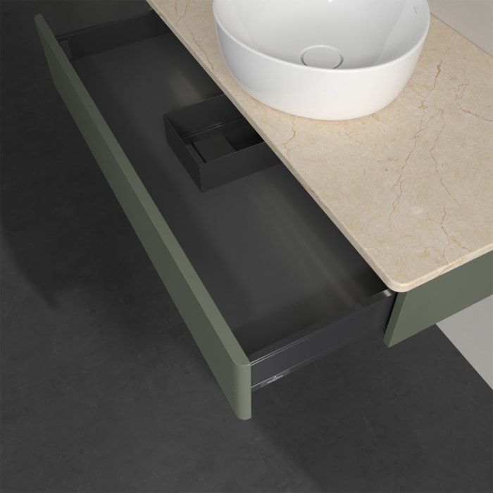 Villeroy & Boch Antao Waschbeckenunterschrank, 100 x 19 cm, 1 Auszug mit LED-Licht, Front mit Struktur, ohne Hahnloch