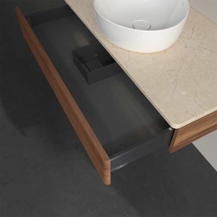 Villeroy & Boch Antao Waschbeckenunterschrank, 100 x 19 cm, 1 Auszug mit LED-Licht, Front mit Struktur, ohne Hahnloch