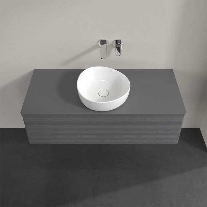 Villeroy & Boch Antao Waschbeckenunterschrank, 120 x 36 cm, 1 Auszug, Front mit Struktur, mit Hahnloch, für Waschtisch mittig