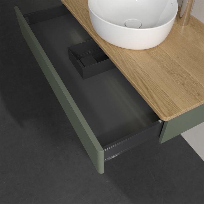 Villeroy & Boch Antao Waschbeckenunterschrank, 100 x 19 cm, 1 Auszug mit LED-Licht, Front mit Struktur, mit Hahnloch