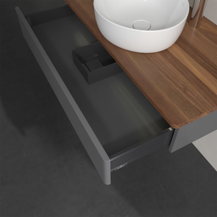 Villeroy & Boch Antao Waschbeckenunterschrank, 100 x 19 cm, 1 Auszug mit LED-Licht, Front mit Struktur, mit Hahnloch