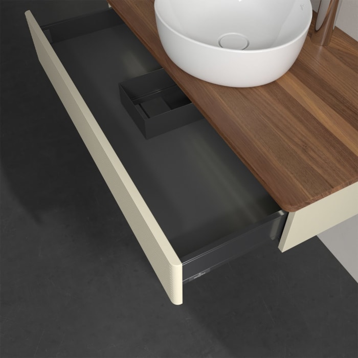 Villeroy & Boch Antao Waschbeckenunterschrank, 100 x 19 cm, 1 Auszug mit LED-Licht, Front mit Struktur, mit Hahnloch