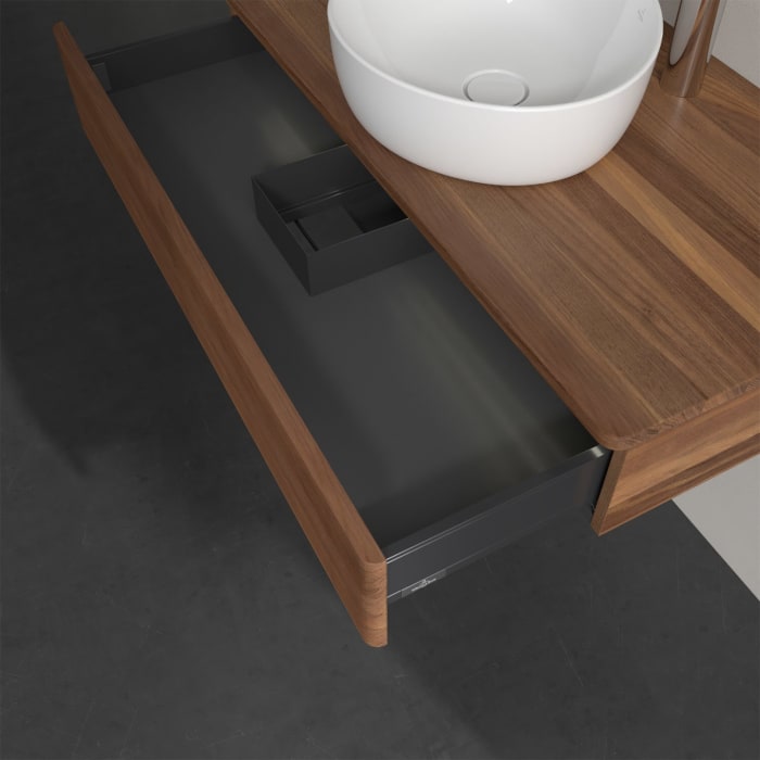 Villeroy & Boch Antao Waschbeckenunterschrank, 100 x 19 cm, 1 Auszug mit LED-Licht, Front mit Struktur, mit Hahnloch